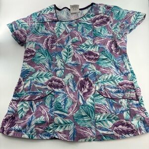 Uniform Advantage Women's Feather Printed Scrub Top Medium